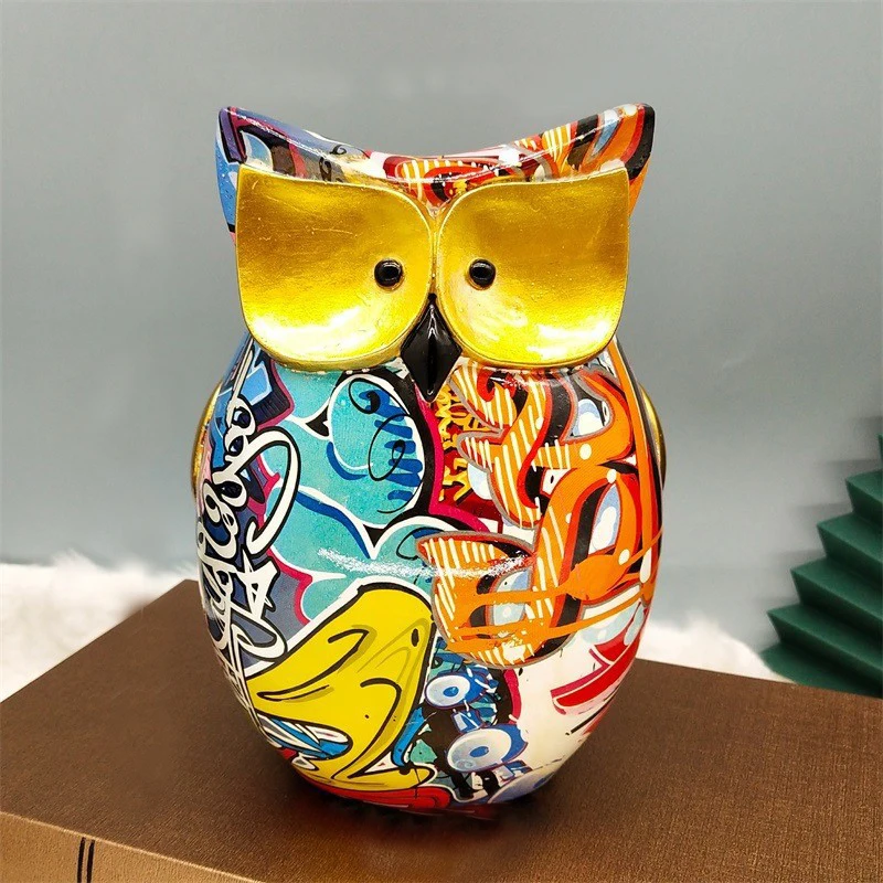 

Owl Home Improvemen Resin Decorative Ornaments Stylish Graffiti Arts Decoration Of Wine Cabinet In Living Room Porch