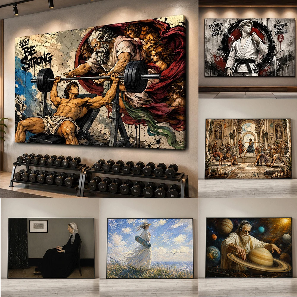 Motivational Bench Press Print Home Gym Poster Gym Wall Decor Martial Arts Gym Aesthetic Print Black Belt Wall Decor Canvas Art