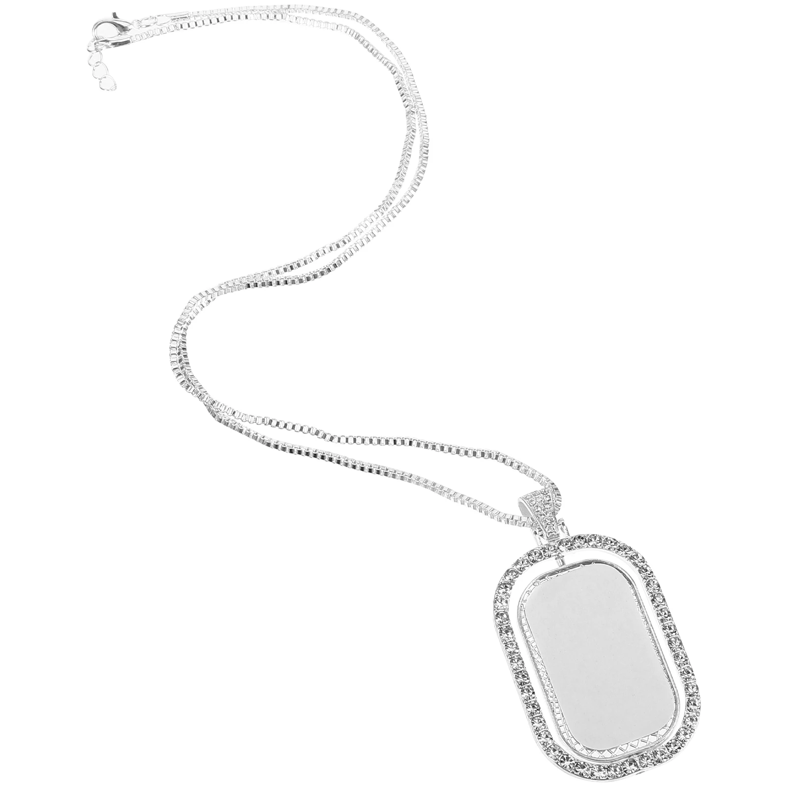 

Rectangular Necklace Double Sided Zinc Alloy Sublimation Blank Pendant Diy Heat Transfer Jewelry Women Men Lightweight Smooth