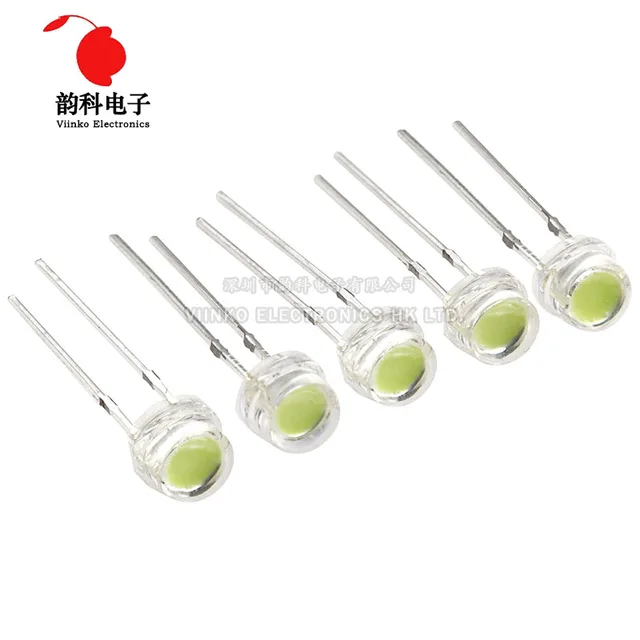50szt Biały 5mm F5 Słomkowy Kapelusz LED Żyrandol Kryształ Lampa Koraliki Super Jasny Duży Rdzeń Chip 6-7LM Diody elektroluminescencyjne DIY