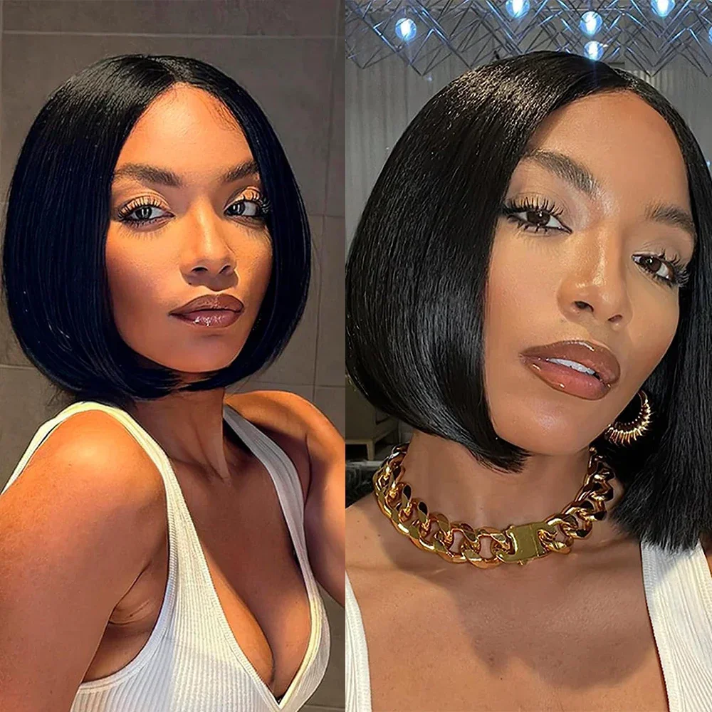 Straight Short Bob Wigs 4x4 HD Lace Closure Human Hair Wigs For Women Drouble Drawn 13x4 Transparent Lace Frontal Wig Human Hair