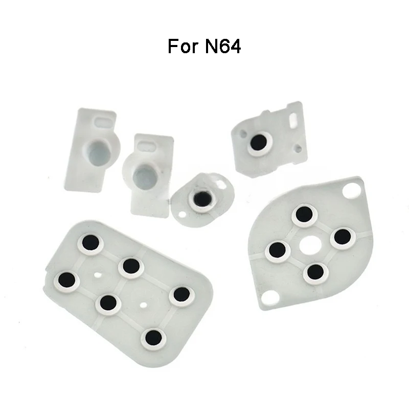 Yuxi แผ่นรองกุญแจ N64, แผ่นยางรองปุ่มนำไฟฟ้าแผ่นยางซิลิโคนสำหรับเปลี่ยนตัวควบคุม1ชุด