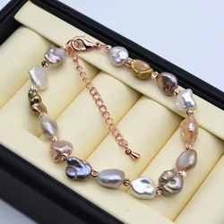 Real Color Baroque Bracelet Irregular Shape Natural Pearl Rose Gold Accessory Women's Bracelet