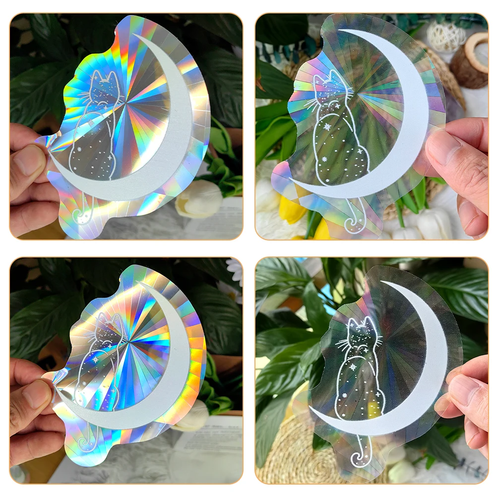 

Cat Sun Catcher Stickers Transparent Rainbow Prism Glass Decals for Living Room Bedroom Decor Non Adhesive Cling Window