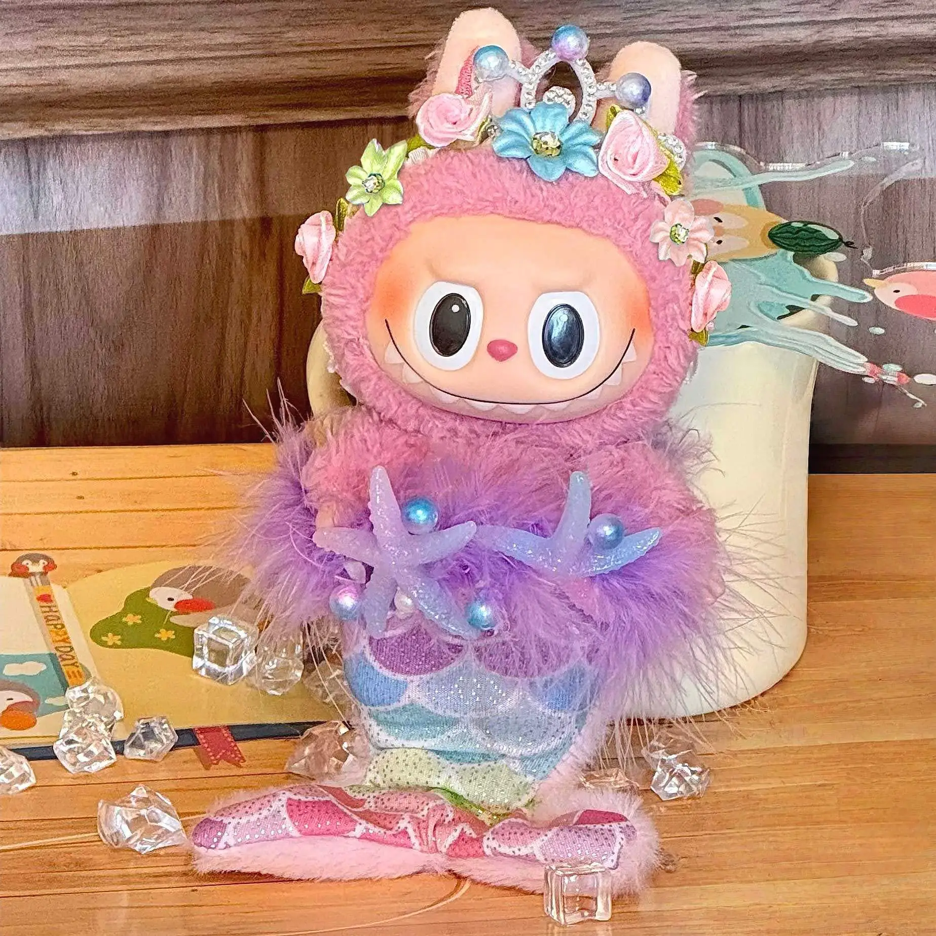 

Clothing for 17CM Vinyl Plush Toy, Fairy Mermaid Dress Sets, Pearl Shell Skirt, Flower Crown Headdress, Clothing Accessories