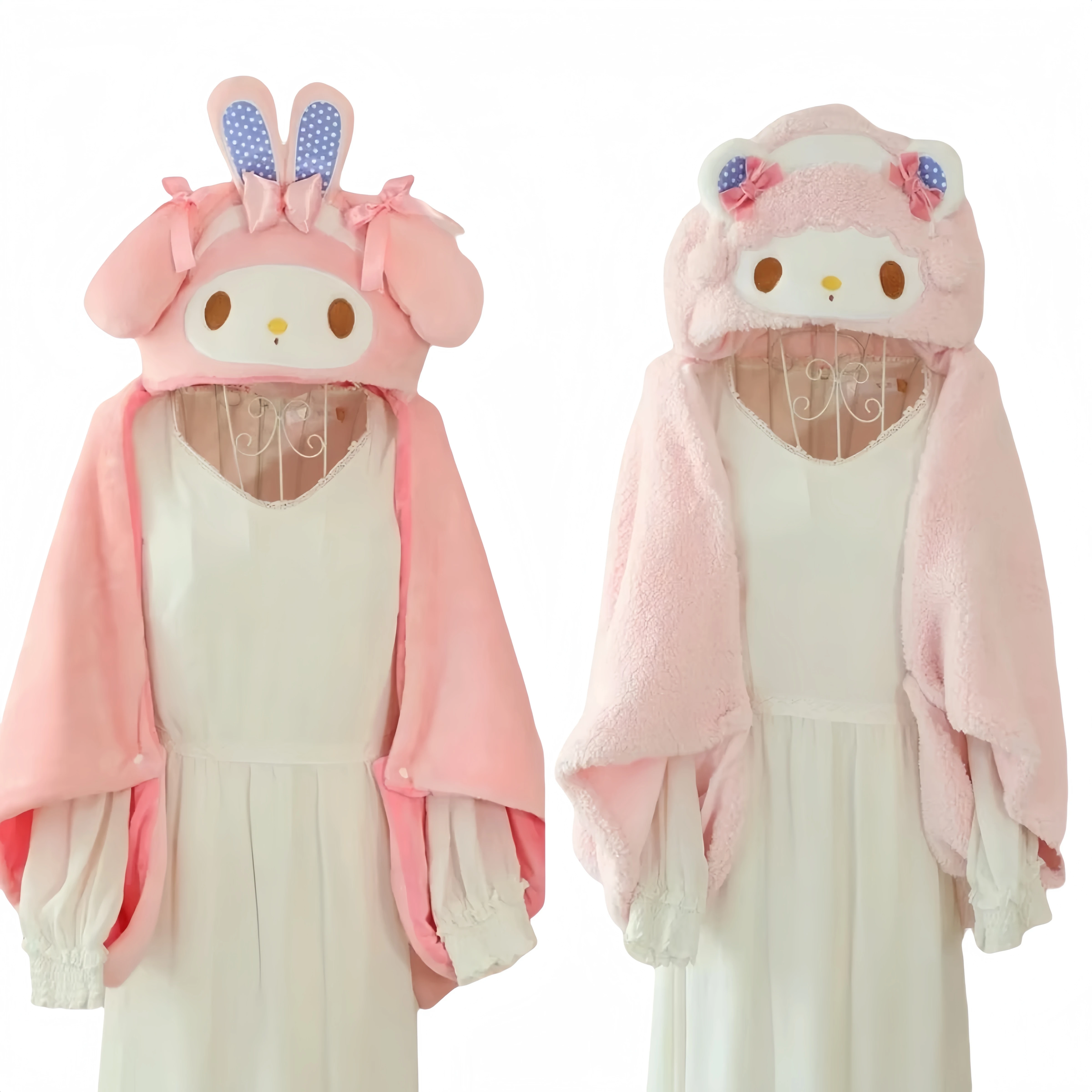 Newest Sanrio Cartoon My Melody Hooded Blanket Kawaii Melody Plush Hooded Cloak Sweet Piano Warm Flannel Blanket Girl Xmas Gift