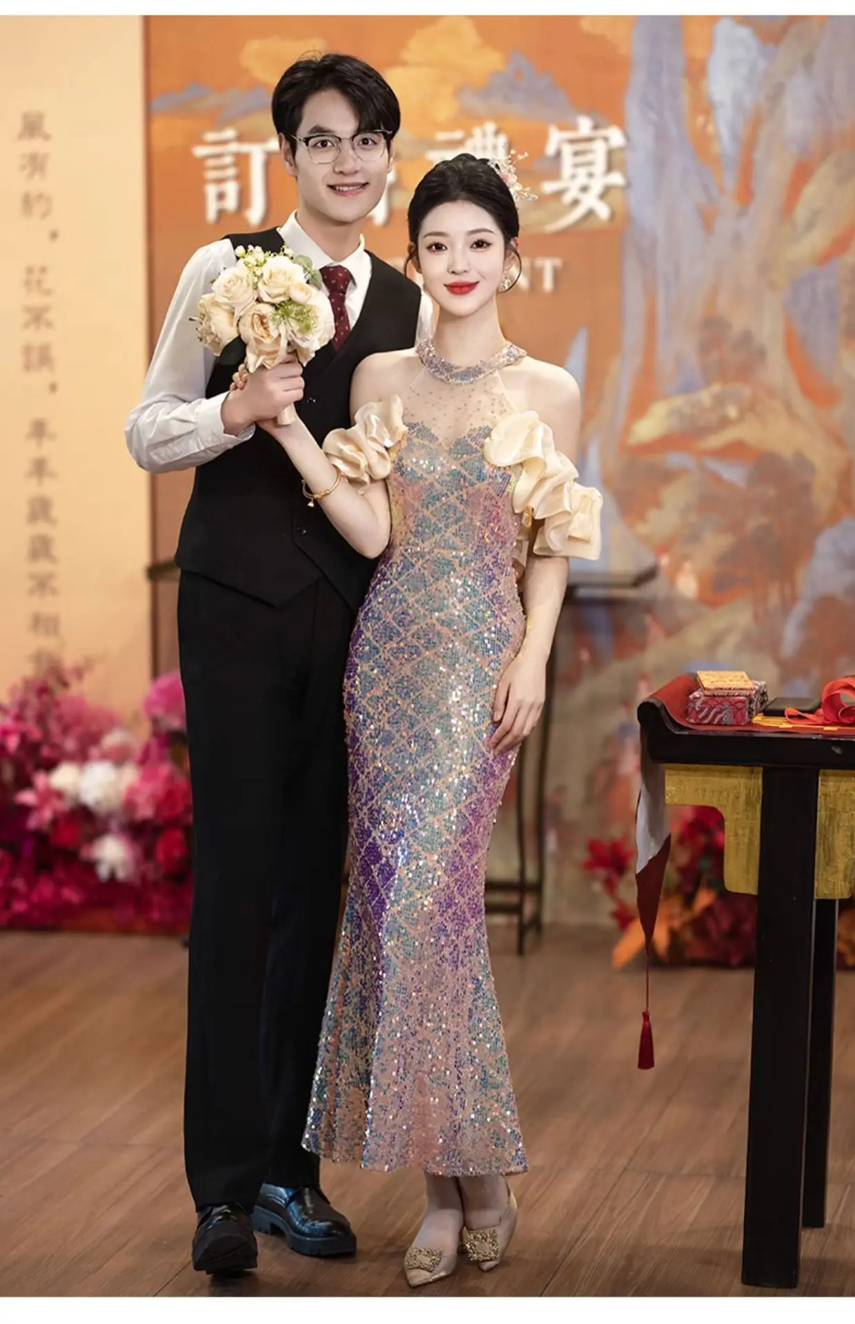 Champagne vestidos de noite longos halter lantejoulas borlas vestidos de baile miçangas sereia vestidos mulher festa de casamento noite vestido de baile