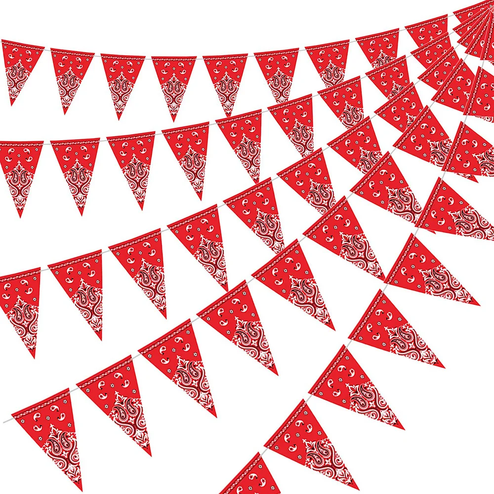 Decoraciones para fiesta de vaquero occidental, banderín Bandana de 3 m, decoración del Salvaje Oeste, suministros de decoración para fiesta campestre con temática de vaquero occidental
