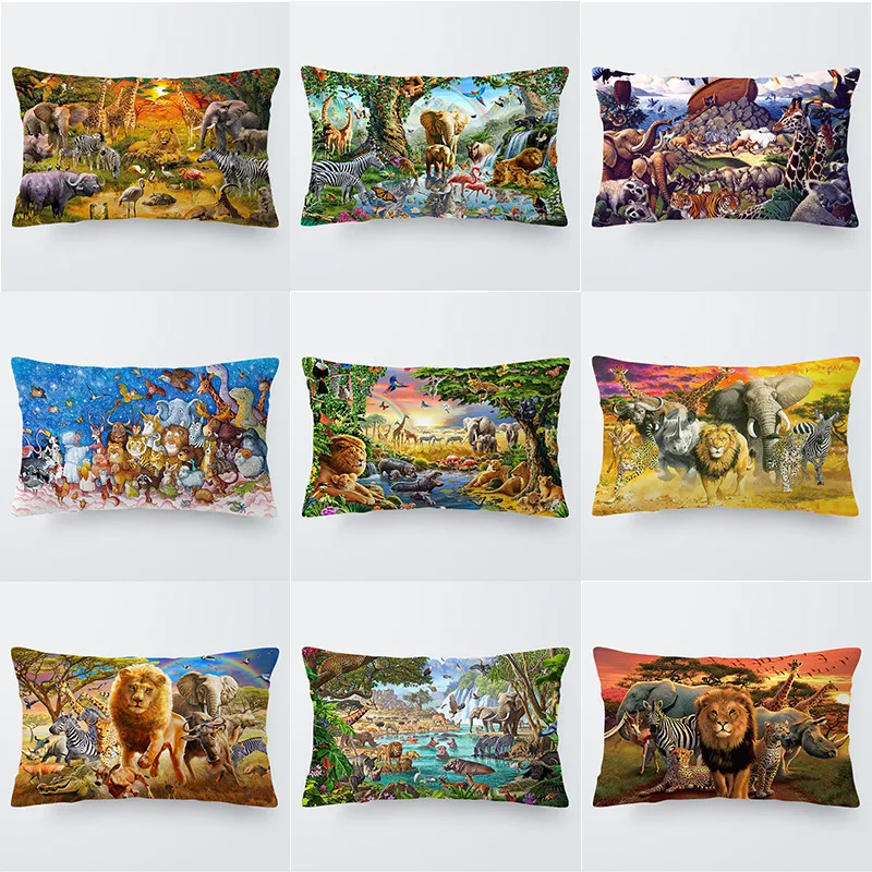 

30cmx50cm Elephant Zoo Bed Pillowcase Super Soft Rectangular Pillow Case Girl Boy Kids Room Gift Pillow Cover Room Aesthetics