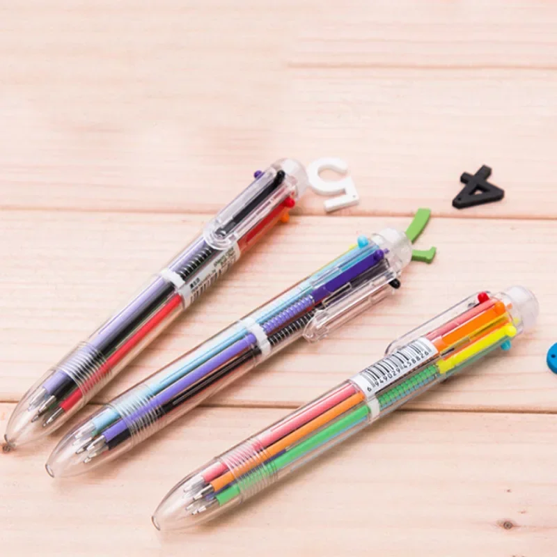 A50 Pcs Wholesale Ballpoint Pens Creative Stationery Transparent 6 Color Pressing Color Ball Pen Oil Pen Stationery