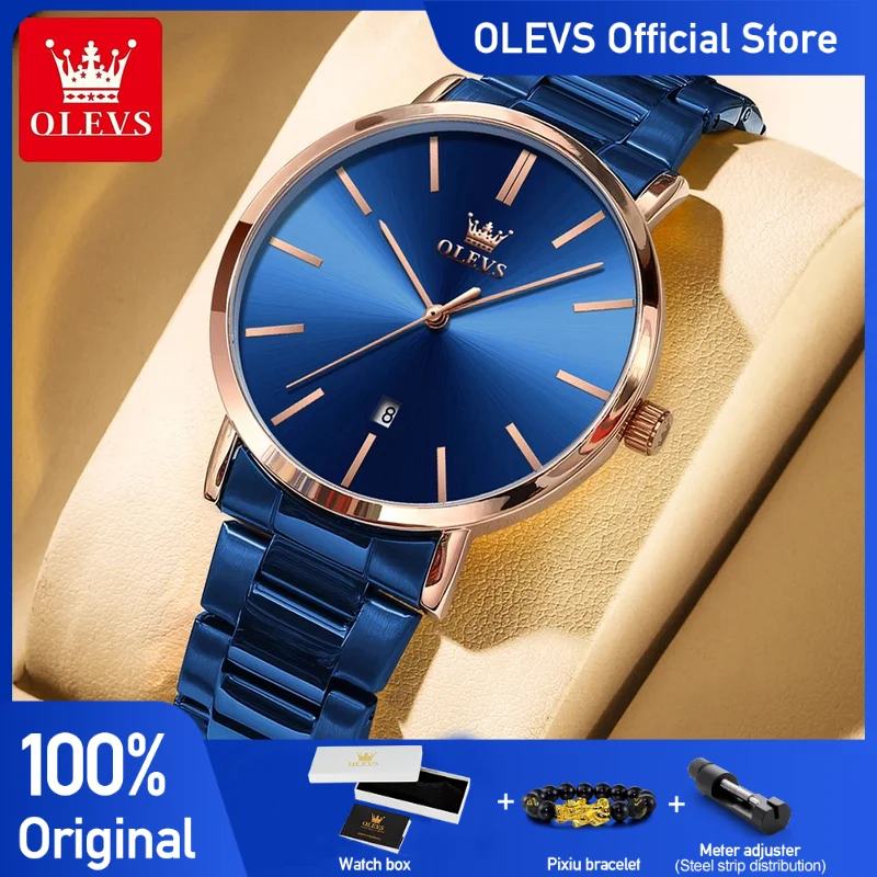

OLEVS Men's Watches Classic Simple Original Quartz Watch for Man Waterproof Stainless Steel Wristwatch Fashion Trend Date