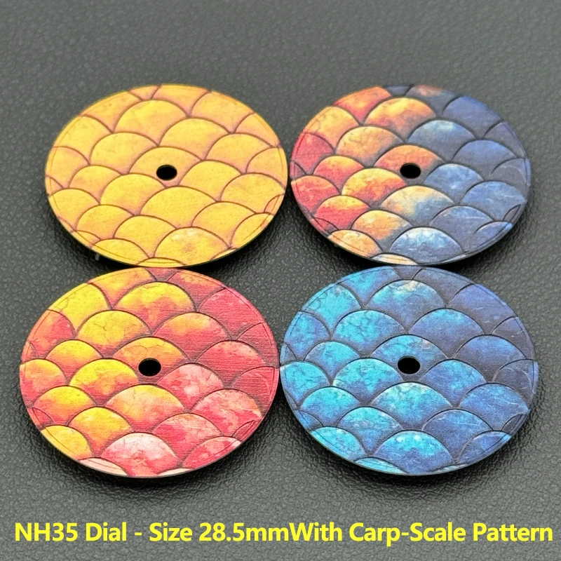 NH35 28.5mm Dial koi Fish Scales Pattern Watch Dial Fit For SKX007 NH35 NH36 NH38 4R36 7S26 Movements Watch Surface Dial