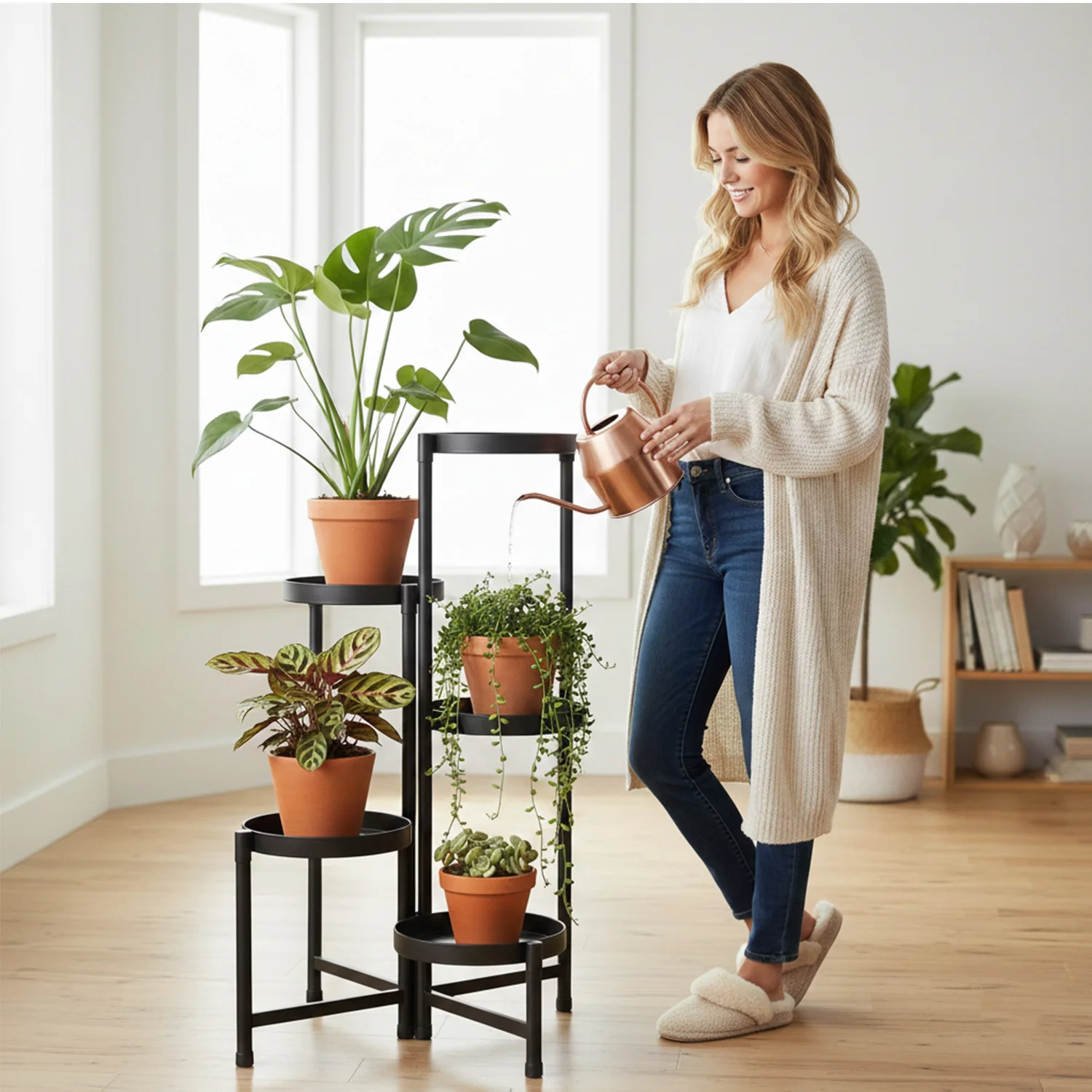 Mehrstöckiger Multifunktionaler Pflanzenständer, Blumentopfhalter, Robust und Verstellbar, Geeignet für Verschiedene Standorte wie Innenräume, Balkone und Gärten. – Detail 1