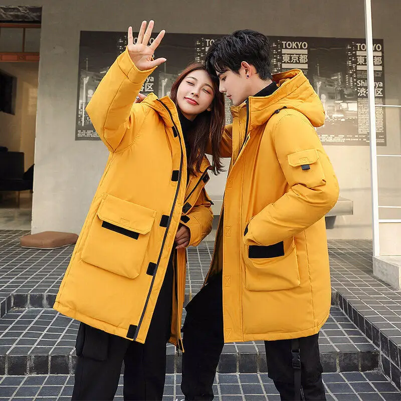 

Outwear Parkas Men Winter Windbreaker Coats Brand Couple Hooded Jacket Casual Fashion Long Thicken Male Clothing Long Jacket