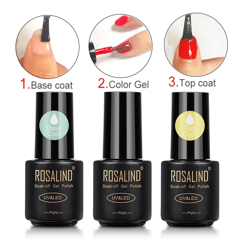 

ROSALIND Reinforce Transparent Gel Nail Base Top Coat Lacquer Long Lasting UV Primer Semi Permanent Varnishe Nail Art Matt Coat