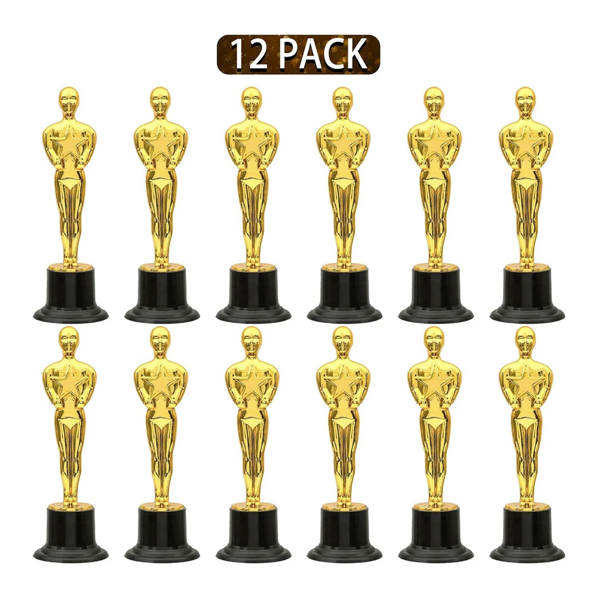 Trophées de récompense en plastique doré, décorations de fête, faveurs de fête, faveur de soirée de film, récompense scolaire, 12 paquets