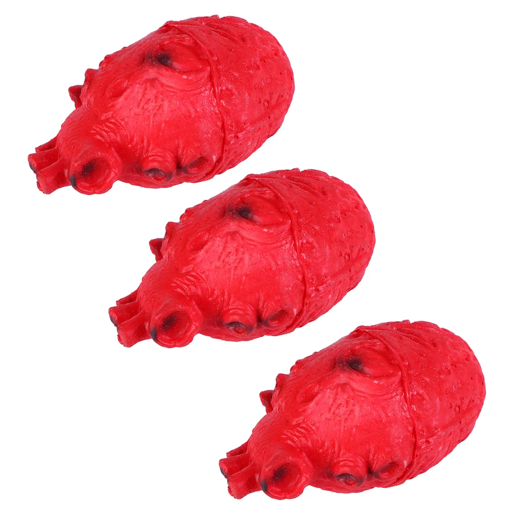 3 Pcs Halloween Props Artificial Human Organs Decors Heart Shaped Scary Tricky Toys Horrible
