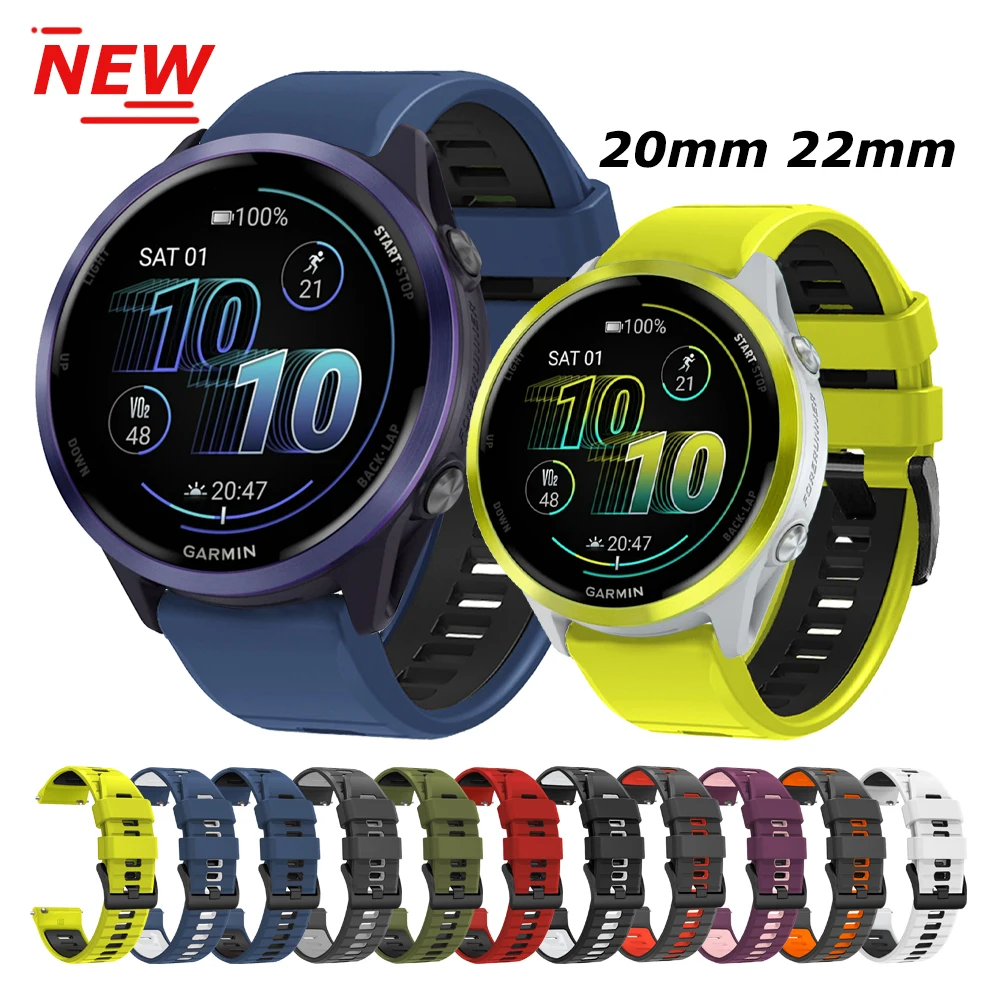 Silicone Strap For Garmin Forerunner 570 165 255/Vivoactive 6 5 4/Venu 3/2 plus Band For Amazfit GTR/GTS 20 22mm Sport Bracelet