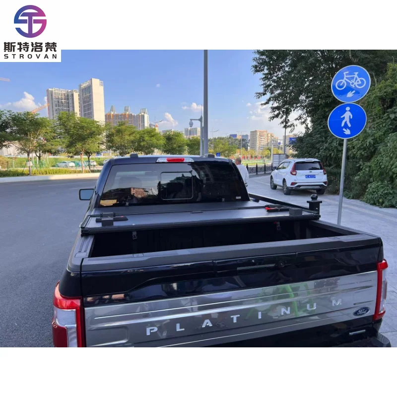 Factory supply hard Tri folding tonneau triton cover pickup accessories for ford f150 ranger hilux jeep nissan navara