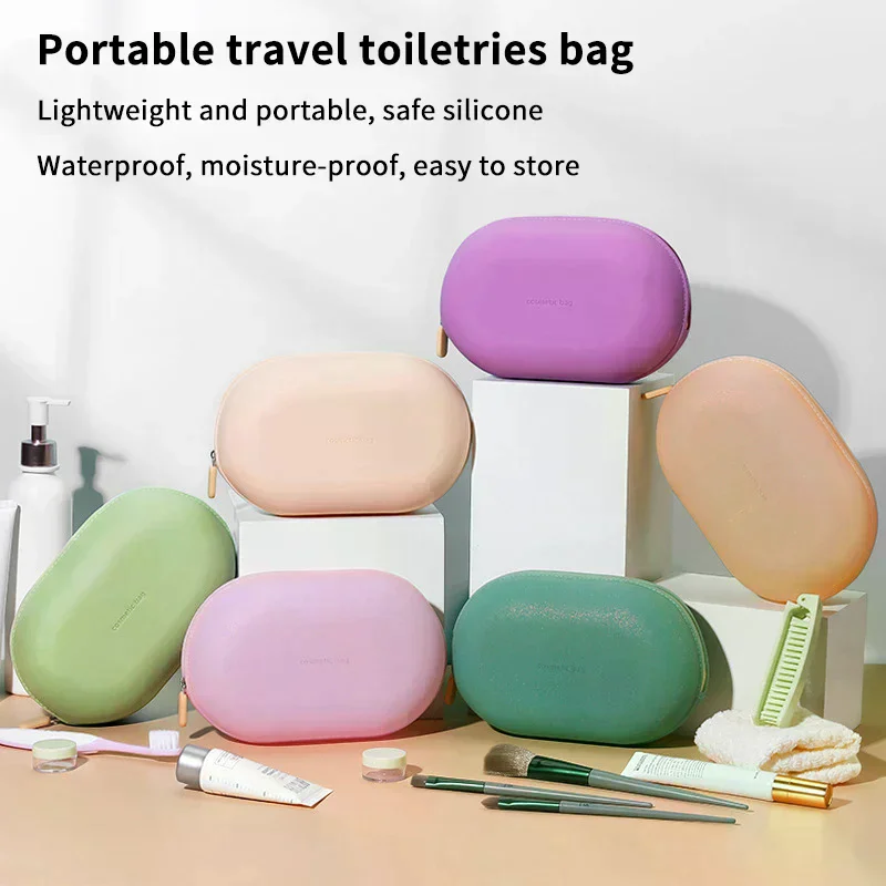 Borsa per cosmetici portatile in silicone di grande capacità Borsa per cosmetici morbida impermeabile Borsa per il lavaggio a prova di umidità per i viaggi a casa