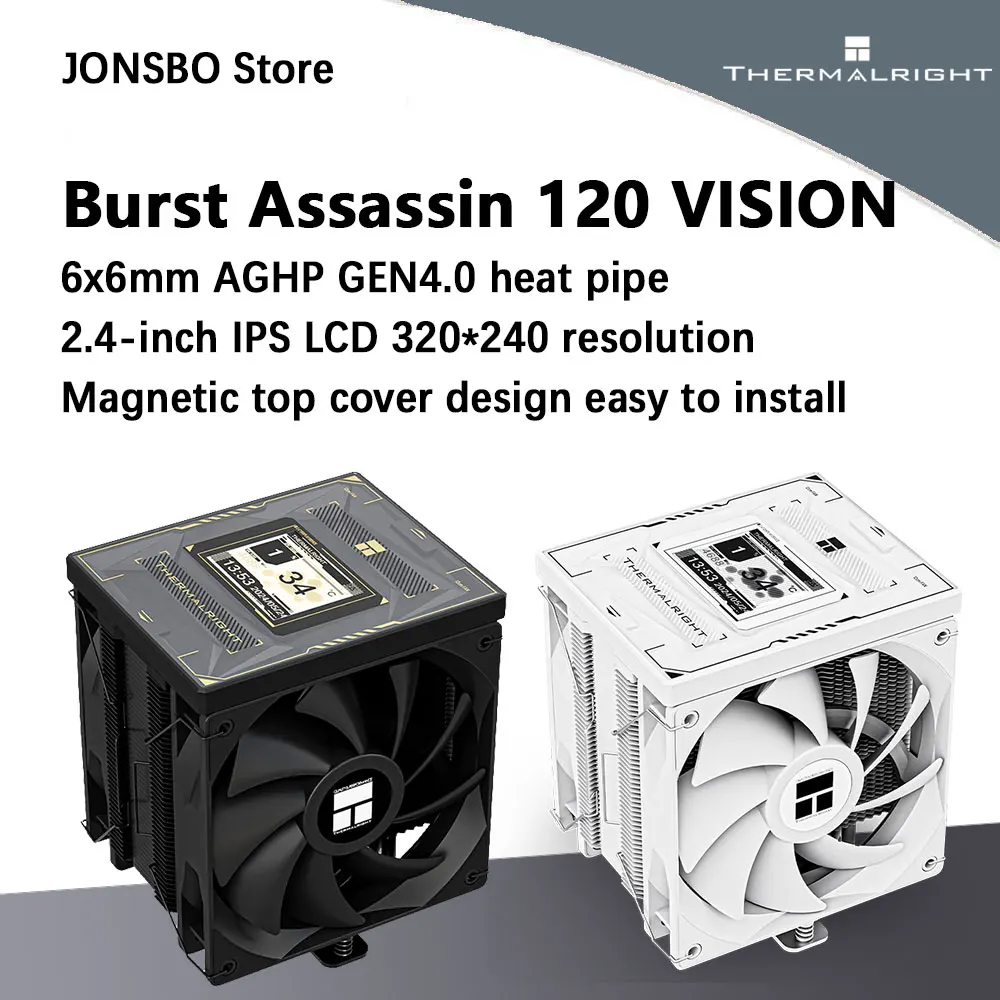 

Thermalright Burst Assassin 120 VISION 6x6mm AGHP 4.0 Heatpipe Tower Air Cooler 2.4-inch IPS LCD for INTEL LGA1851 1700 AMD AM5