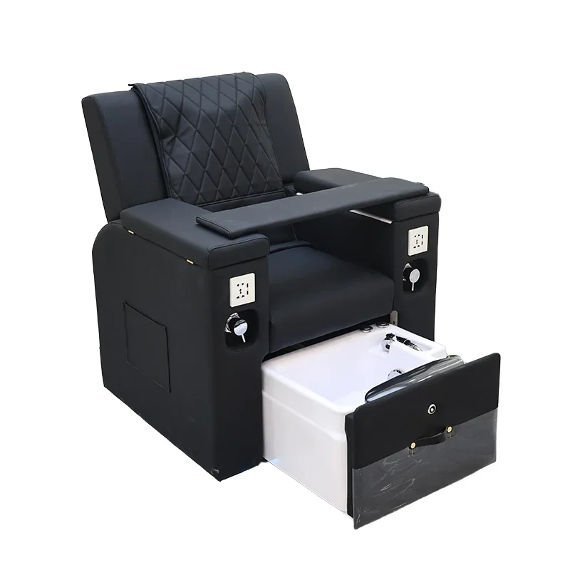 Luxury Pedicure Chair for Nail Salons Reclining Design with Electric PU Leather and Foot Bath Professional Nail Spa Equipment