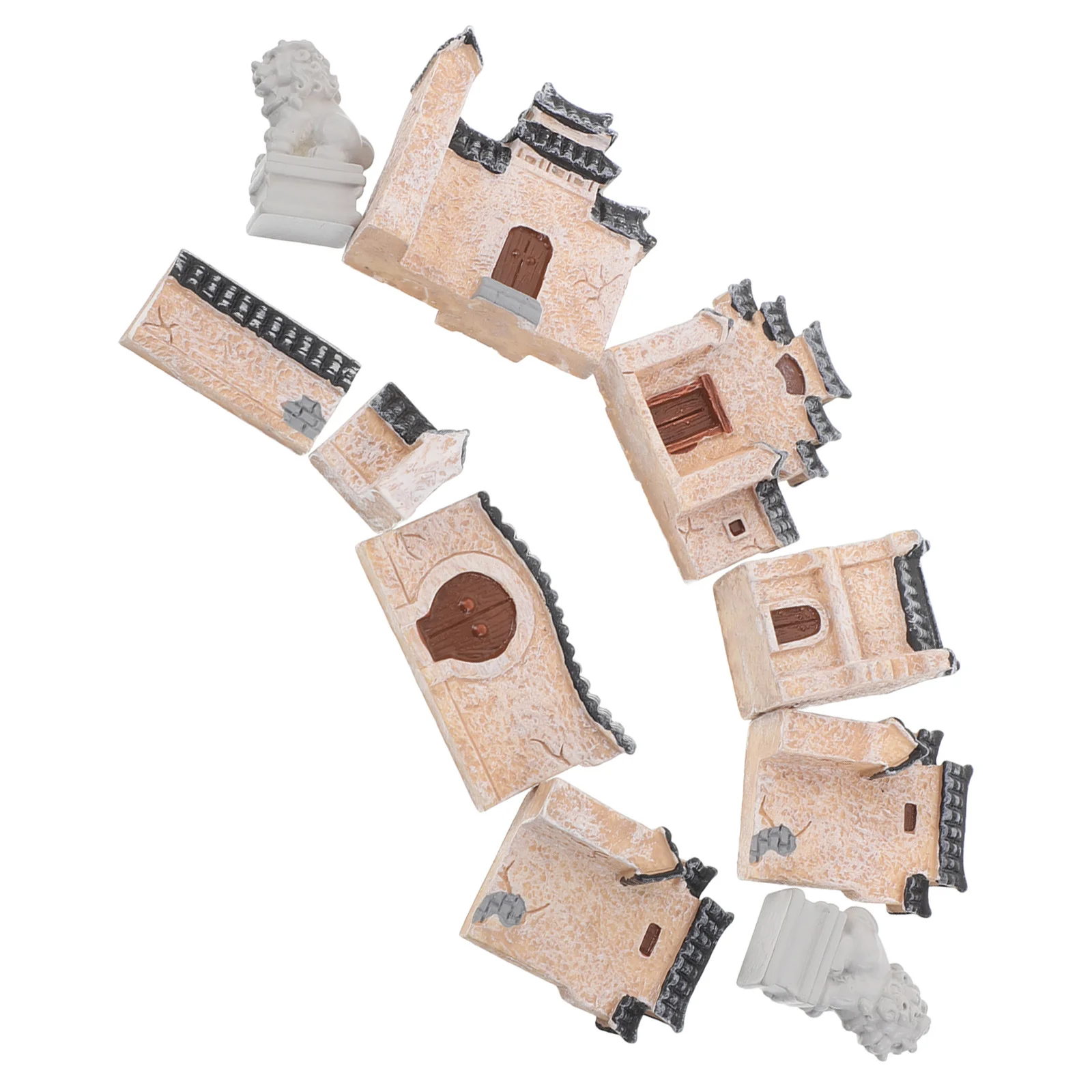 

10pcs Micro Landscape Houses: Miniature Fairy Garden Cottage For Bonsai Terrarium Zen Decor, Chinese Vintage Style Hut Figurines