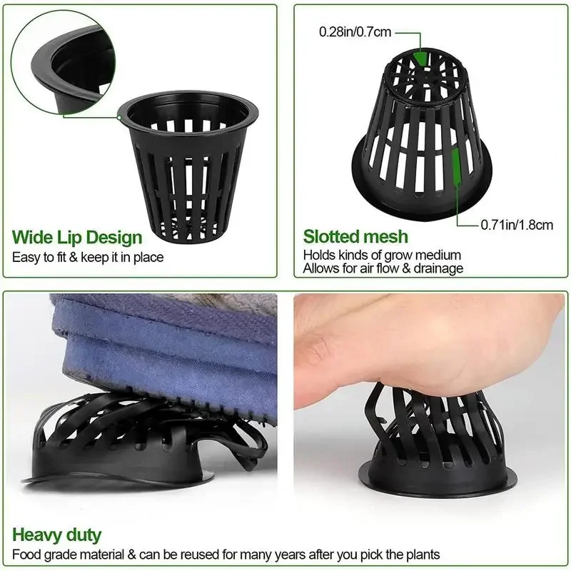 10pcs 3 Inch Hydroponics Cups Slotted Mesh Wide Lip Filter Plant Net Pot Bucket Basket Vegetable Garden Grown Netted Baskets