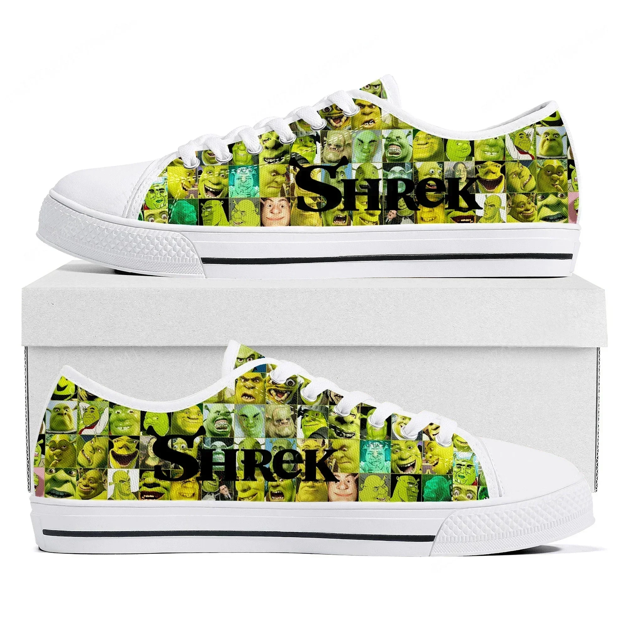 S-Shrek Low Top Sneakers Womens Mens High Quality Canvas Sneaker Couple Anime Cartoon Comics Manga Custom Made Shoes