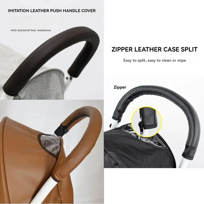 

Baby Stroller PU Leather Cover Zipper Type Can Be Disassembled And Washed General Model Anti-Slip Sweat-Absorbing Accessories