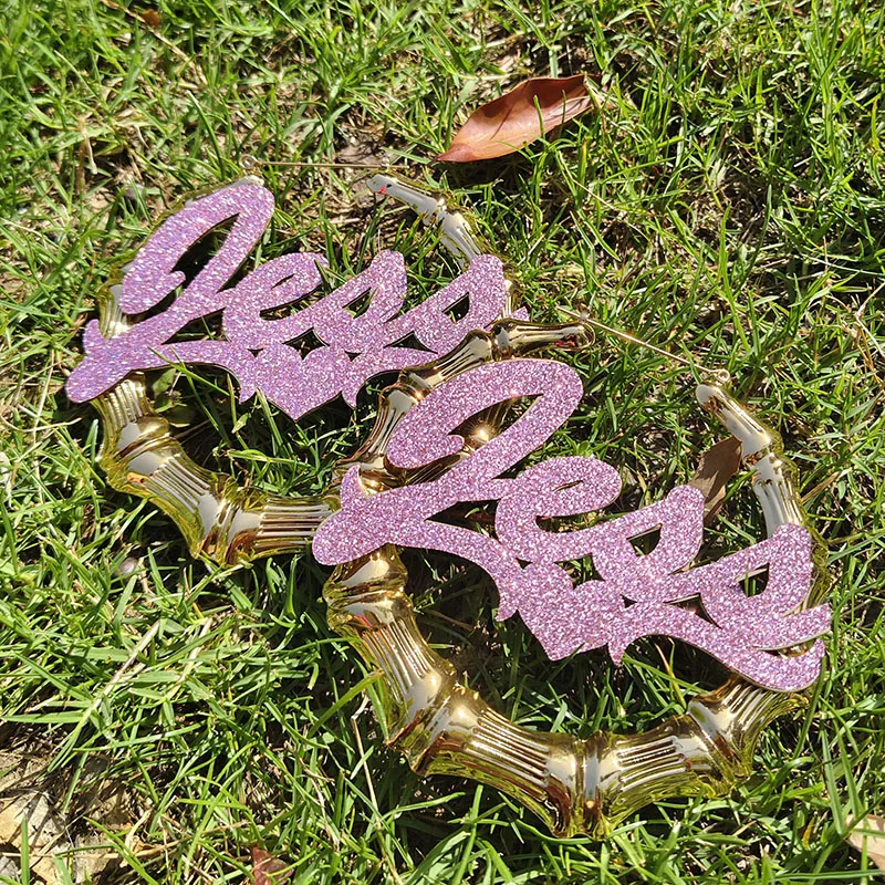 DHQH Customized Name Stainless Steel Stickers Earrings Personalized Letters Stainless Steel Earrings with Stickers Gift for Her