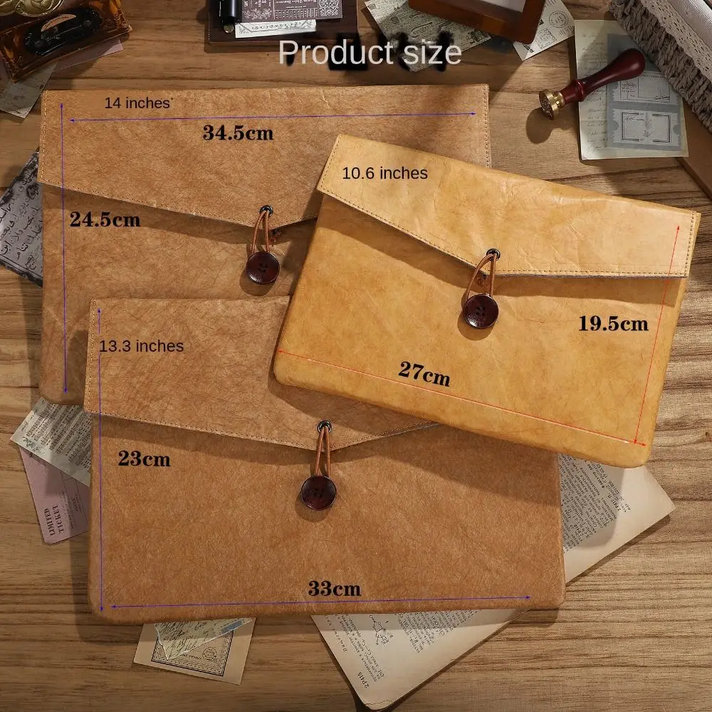 DuPont Paper File Handheld Bag Waterproof Large Capacity File Storage Bag Vintage Exquisite Handheld Laptop Bag Utility Pouch