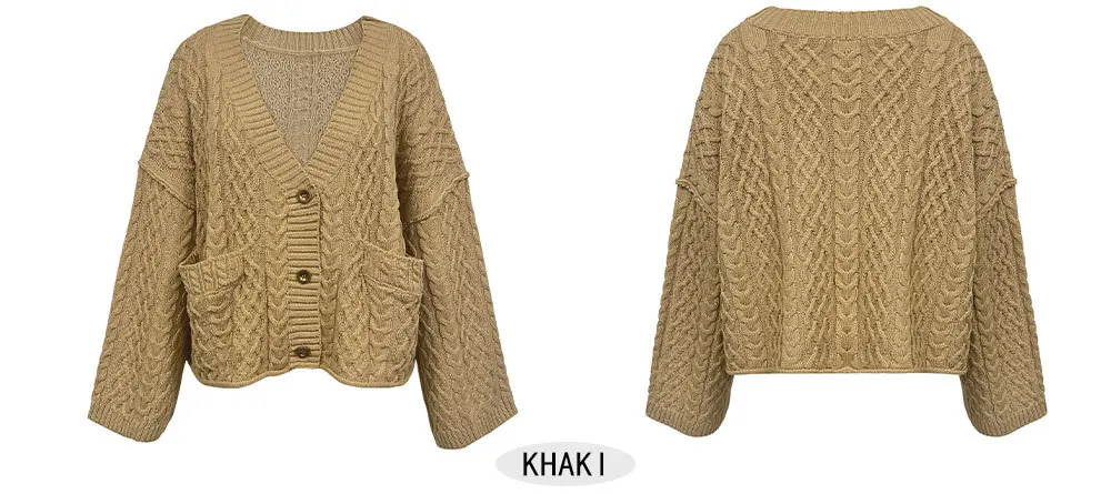 2025, lässiger und bequemer Damen-Pullovermantel für Herbst und Winter, modischer einfarbiger Strickjacken-Strickmantel mit Knöpfen