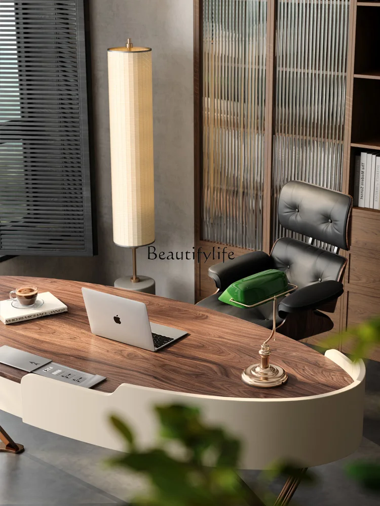 Nordic Walnut Desk para Estudo Home, Modern Minimalista Ash Desk, Villa