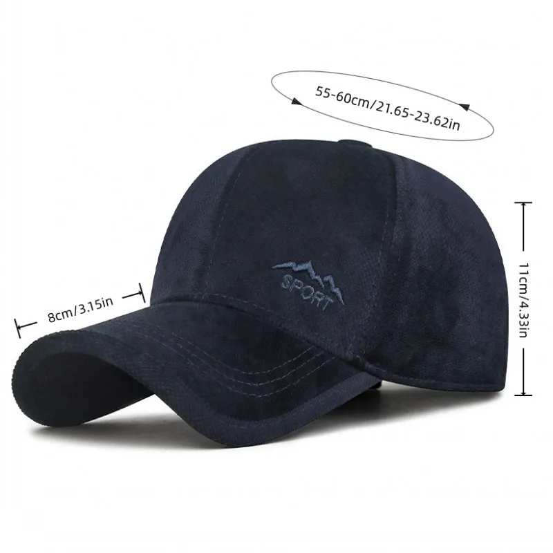 Windproof and cold proof senior father, middle-aged and elderly, thick and warm baseball cotton hat with added fleece