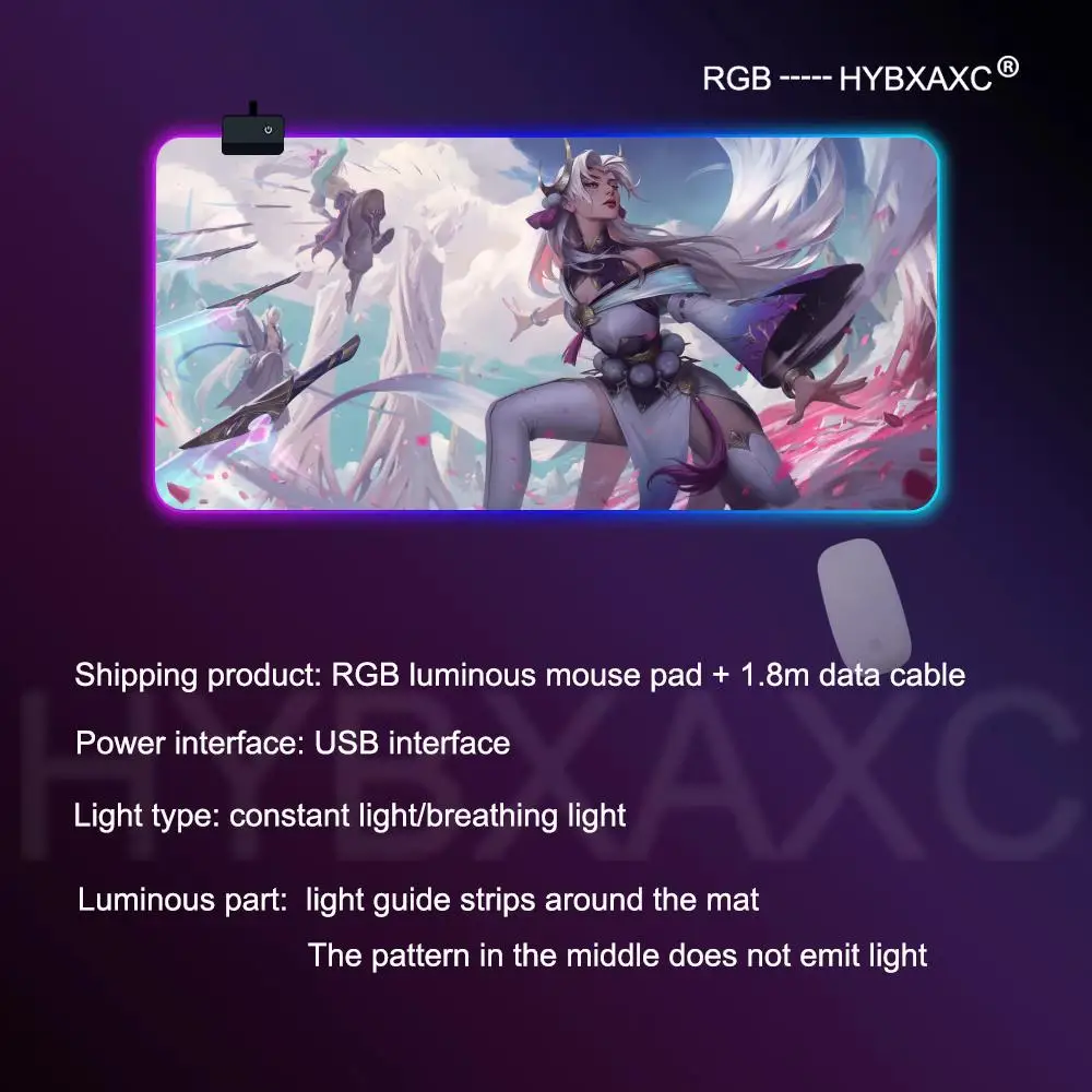 

Коврик для мыши RGB Gaming Mouse Pad Настольный коврик HD Gamer Большой светодиодный светильник XXL League of Legends Irelia Коврики для мыши ПК Компьютерный ковер