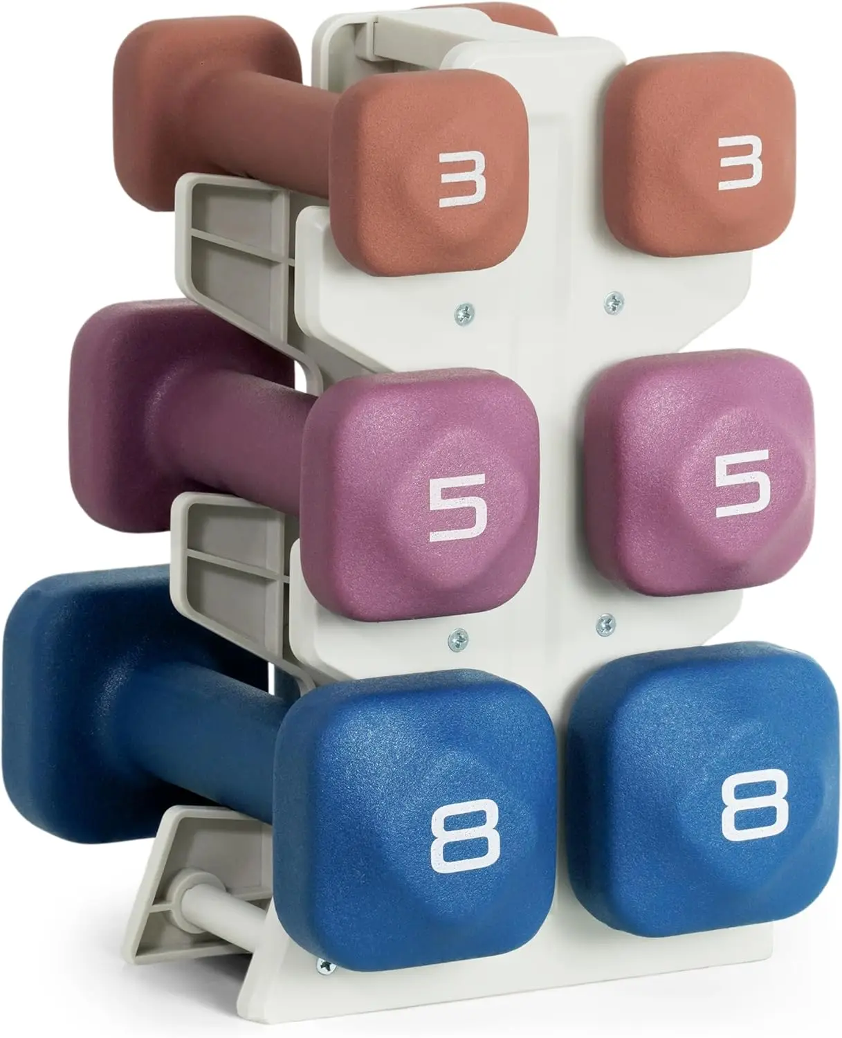 Tone Fitness Neoprene Dumbbell Set with Storage Rack – Non-Slip, Anti-Roll Hand Weights for Home Gym Workouts