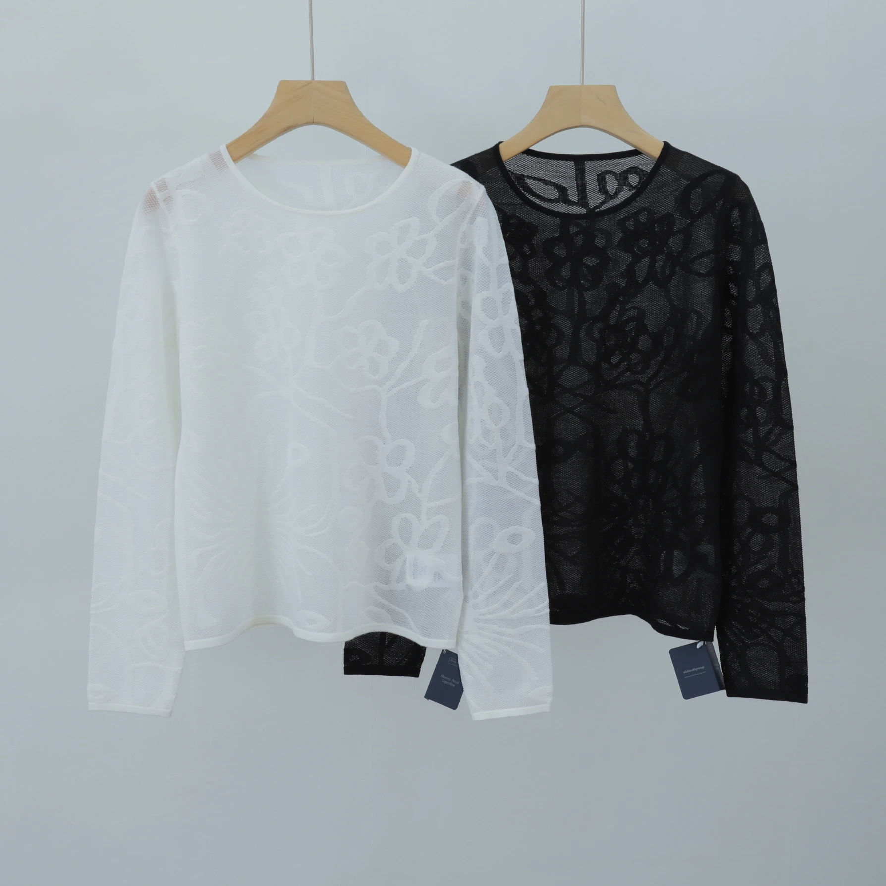 

Yangzi Wool Heavyweight Knitted Long Sve Sun Protection Flower Patterned Sweater Straight Cut Commute Sle Pure Color Spring