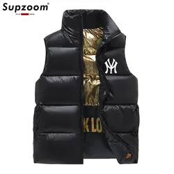 Supzoom Top Fashion New Arrival printing Letters Leather Stand Collar Cotton Autumn And Winter Warm Thickened Vest