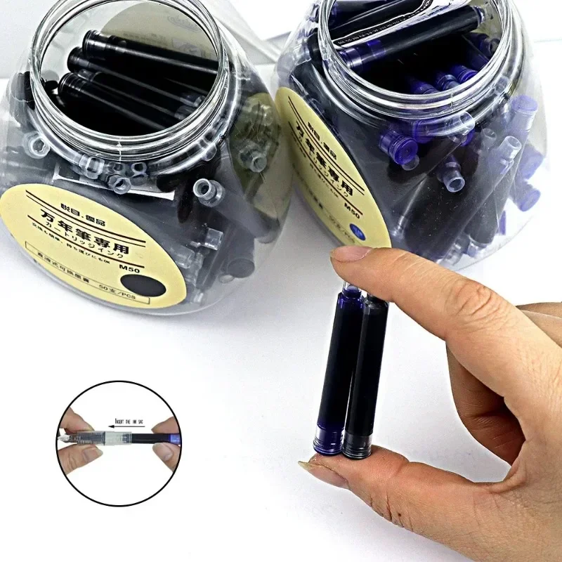 50/10PCS Pen Ink Capsules Erasable Blue Dark Blue Black Chinese Standards Ink Sac Fountain Pen Ink Office Accessories Stationery