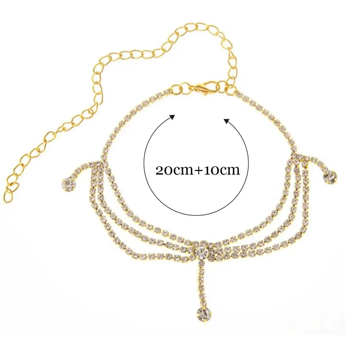 Glands Style incrusté cubique zircone chaîne cheville pour les femmes mode couleur argent cheville plage pieds chaîne Bracelet pied bijoux