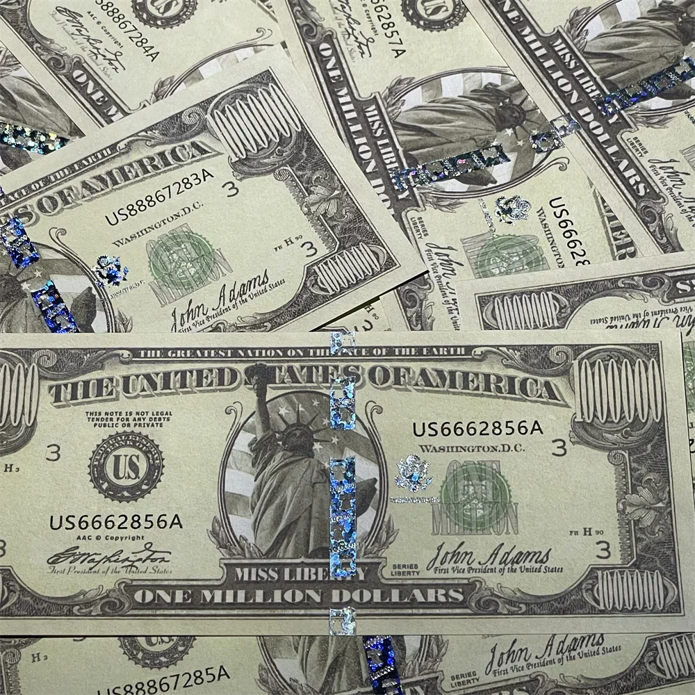 10 piezas/100 piezas americanas 1000000 Colección de billetes con números de serie anti-falsificación UV de Estatua de la Libertad de papel de dólar