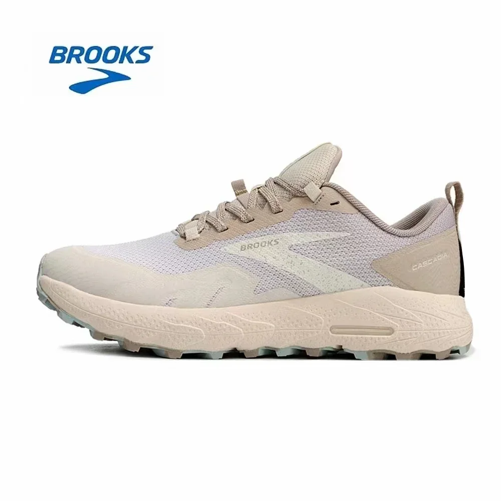 BROOKS Cascadia 17 Sand White Castle Grey Running Shoes Women Men Long-Distance Road Sport Training Casual Sneakers