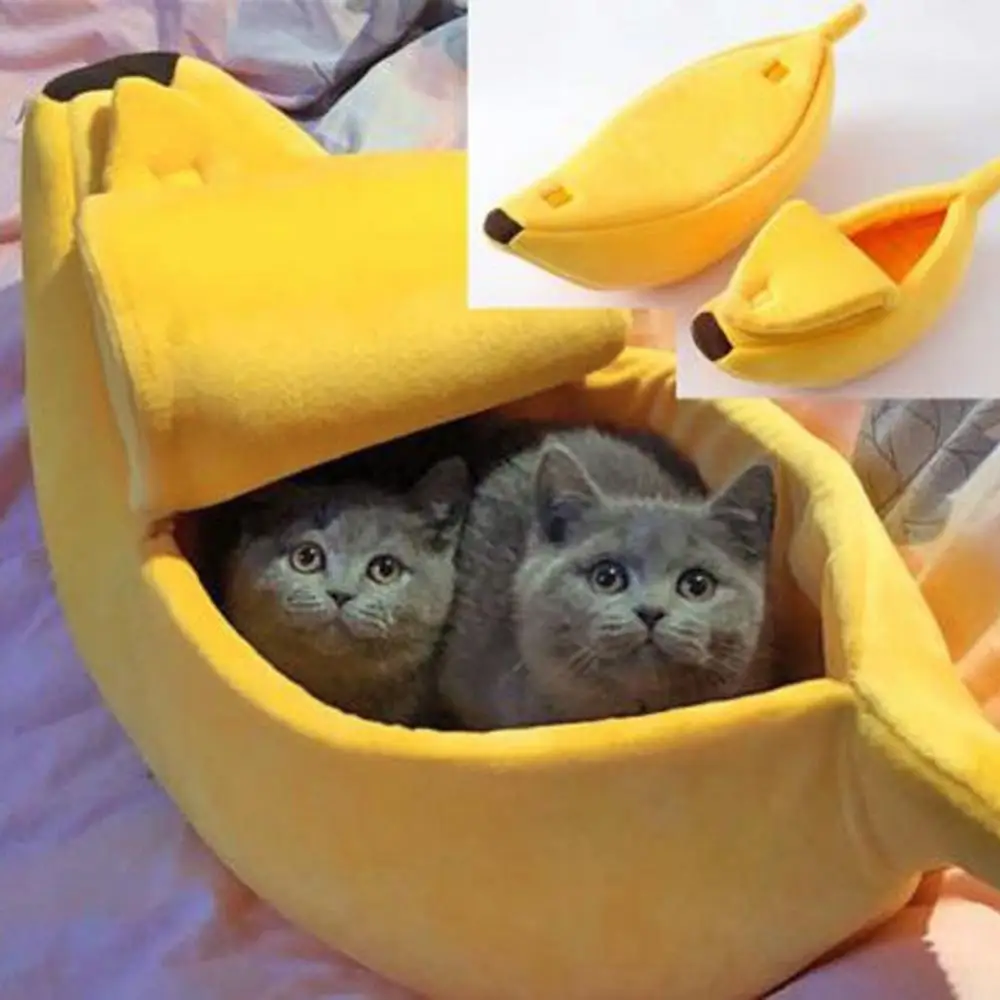 Banana Shape Pet Dog Cats Nest Soft Winter Puppy Kitten Warm House Bed Pet Sleeping Basket Dog Cushion Cat Accessories Gatos