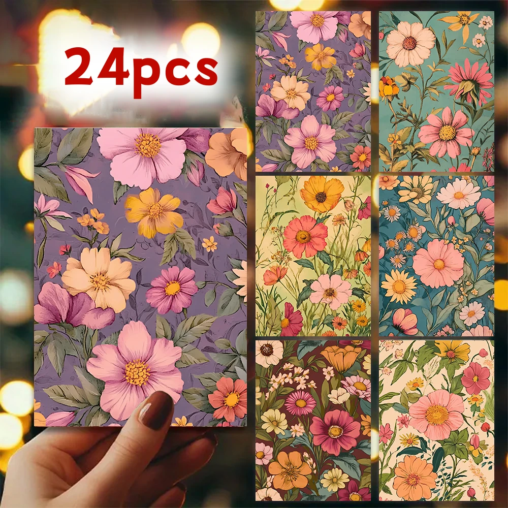 24pcs, Vintage Floral Greeting Card Set with Envelopes for Anyone, DIY Greeting Cards , Invitation Cards, Versatile Fun Greeting