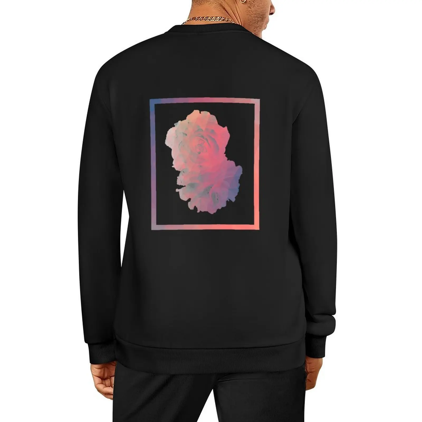Geometric Pink & Blue Roses Design Pullover tracksuit men's sweat-shirt set men clothes sweatshirts for men