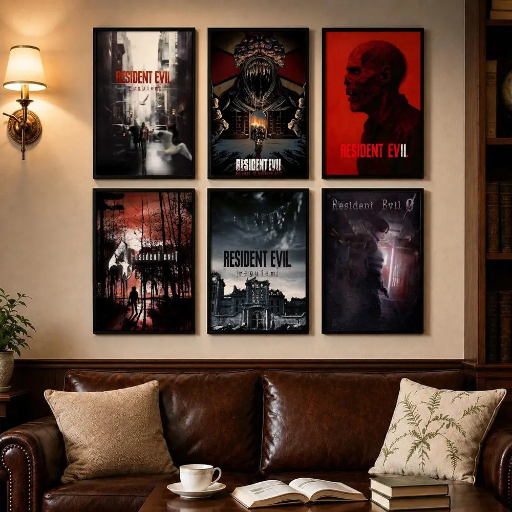 Rock Game R-Resident EvilS Poster Self-adhesive Art Poster Decoracion Painting Wall Art White Kraft Paper Home Decor