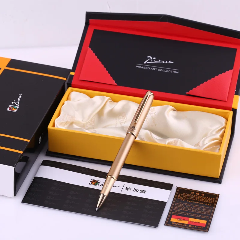 

Picasso 916 Golden Metal Malage Financial Roller Ball Pen Refillable Professional Office Stationery Writing Tool
