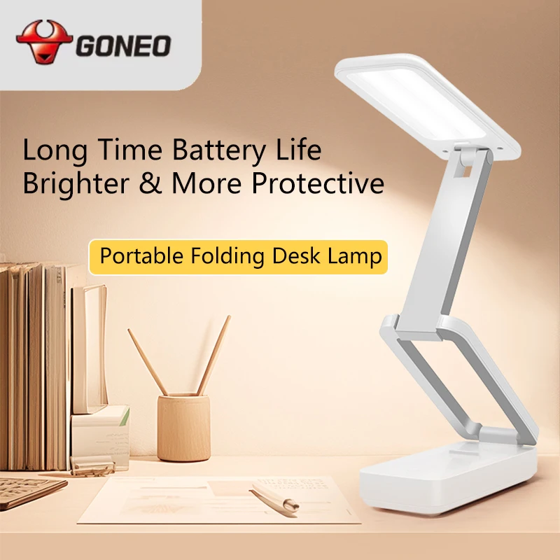 

Мини-портативная складная лампа Goneo ML-F300A-CD с затемнением и регулировкой цвета, аккумулятор 3000 мАч, 5 Вт, беспроводная компактная настольная лампа для ухода за глазами