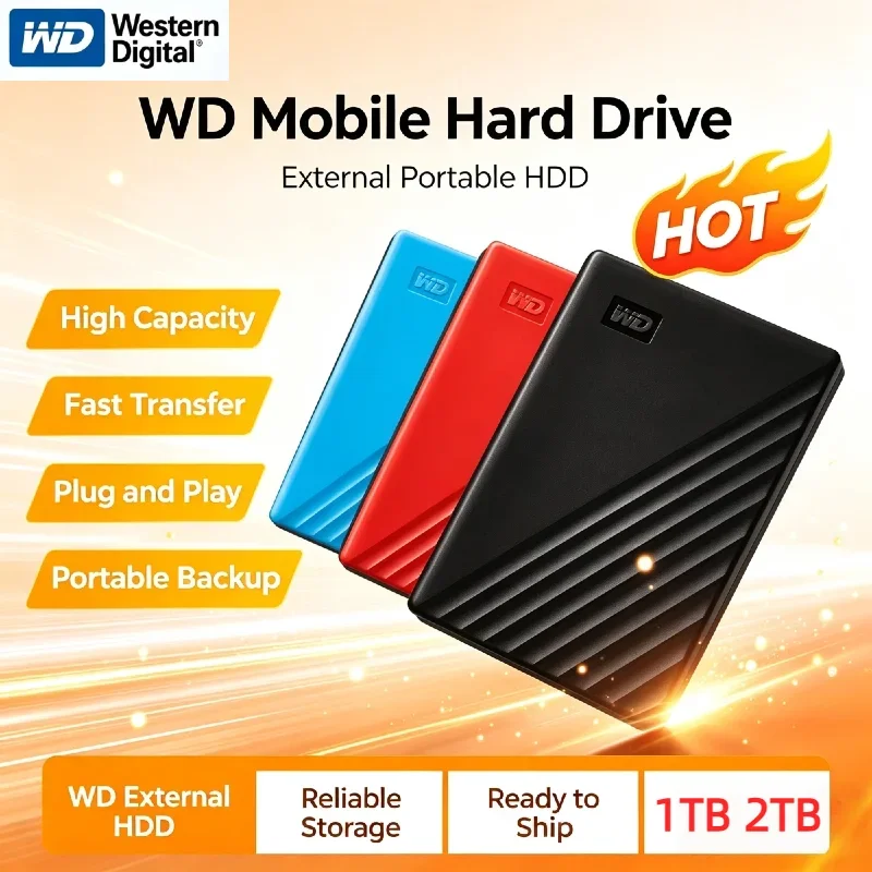 WD My Passport External Hard Drive 500GB 1TB 2TB Portable HDD USB3.0 High Speed Western Digital External Hard Disk For PC Laptop